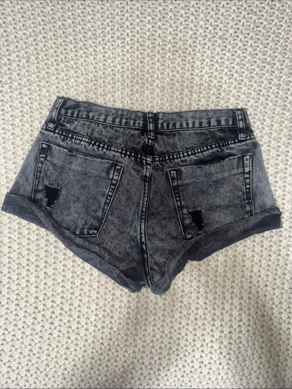 Wishlist Black Acid-Wash Cuffed Denim Shorts